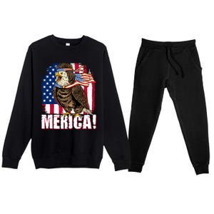 Eagle American Flag Usa Flag Mullet Eagle 4th Of July Merica Cool Gift Premium Crewneck Sweatsuit Set