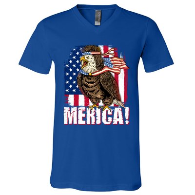 Eagle American Flag Usa Flag Mullet Eagle 4th Of July Merica Cool Gift V-Neck T-Shirt