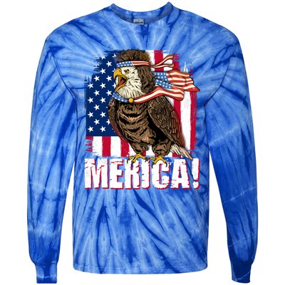 Eagle American Flag Usa Flag Mullet Eagle 4th Of July Merica Cool Gift Tie-Dye Long Sleeve Shirt