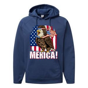 Eagle American Flag Usa Flag Mullet Eagle 4th Of July Merica Cool Gift Performance Fleece Hoodie