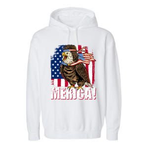 Eagle American Flag Usa Flag Mullet Eagle 4th Of July Merica Cool Gift Garment-Dyed Fleece Hoodie