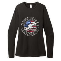 Electrician American Flag Electrical Gift USA Stamp Style Womens CVC Long Sleeve Shirt