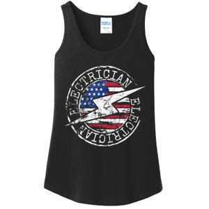 Electrician American Flag Electrical Gift USA Stamp Style Ladies Essential Tank