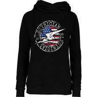 Electrician American Flag Electrical Gift USA Stamp Style Womens Funnel Neck Pullover Hood