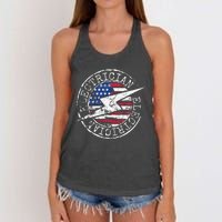 Electrician American Flag Electrical Gift USA Stamp Style Women's Knotted Racerback Tank