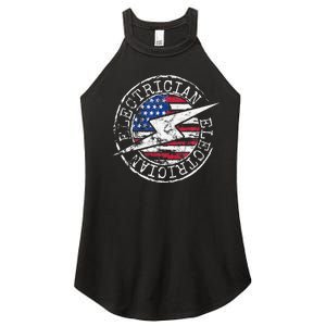 Electrician American Flag Electrical Gift USA Stamp Style Women's Perfect Tri Rocker Tank