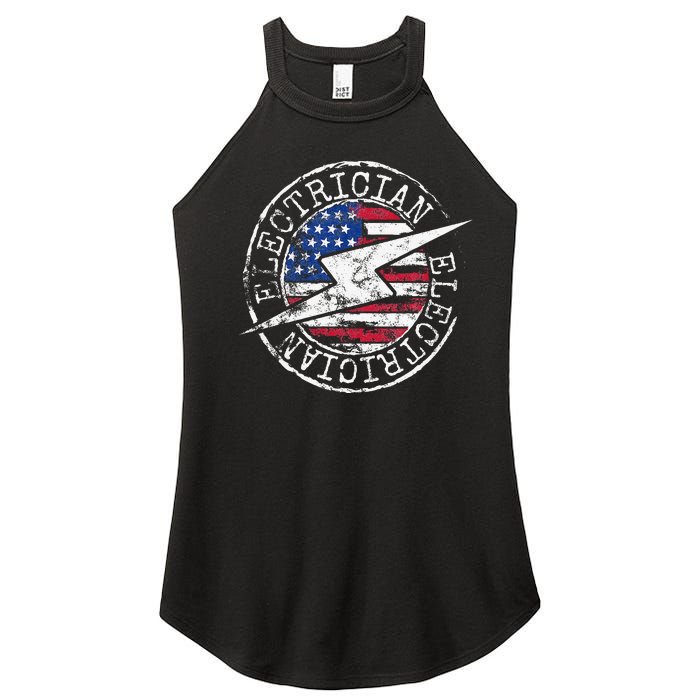 Electrician American Flag Electrical Gift USA Stamp Style Women's Perfect Tri Rocker Tank