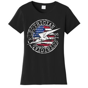 Electrician American Flag Electrical Gift USA Stamp Style Women's T-Shirt