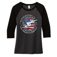 Electrician American Flag Electrical Gift USA Stamp Style Women's Tri-Blend 3/4-Sleeve Raglan Shirt