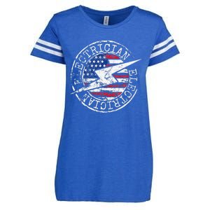 Electrician American Flag Electrical Gift USA Stamp Style Enza Ladies Jersey Football T-Shirt