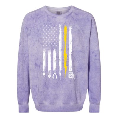 Electrician American Flag USA Colorblast Crewneck Sweatshirt