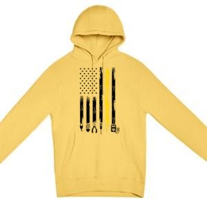 Electrician American Flag USA Premium Pullover Hoodie