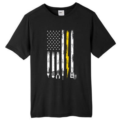 Electrician American Flag USA Tall Fusion ChromaSoft Performance T-Shirt