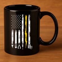 Electrician American Flag USA 11oz C Handle Ceramic Mug