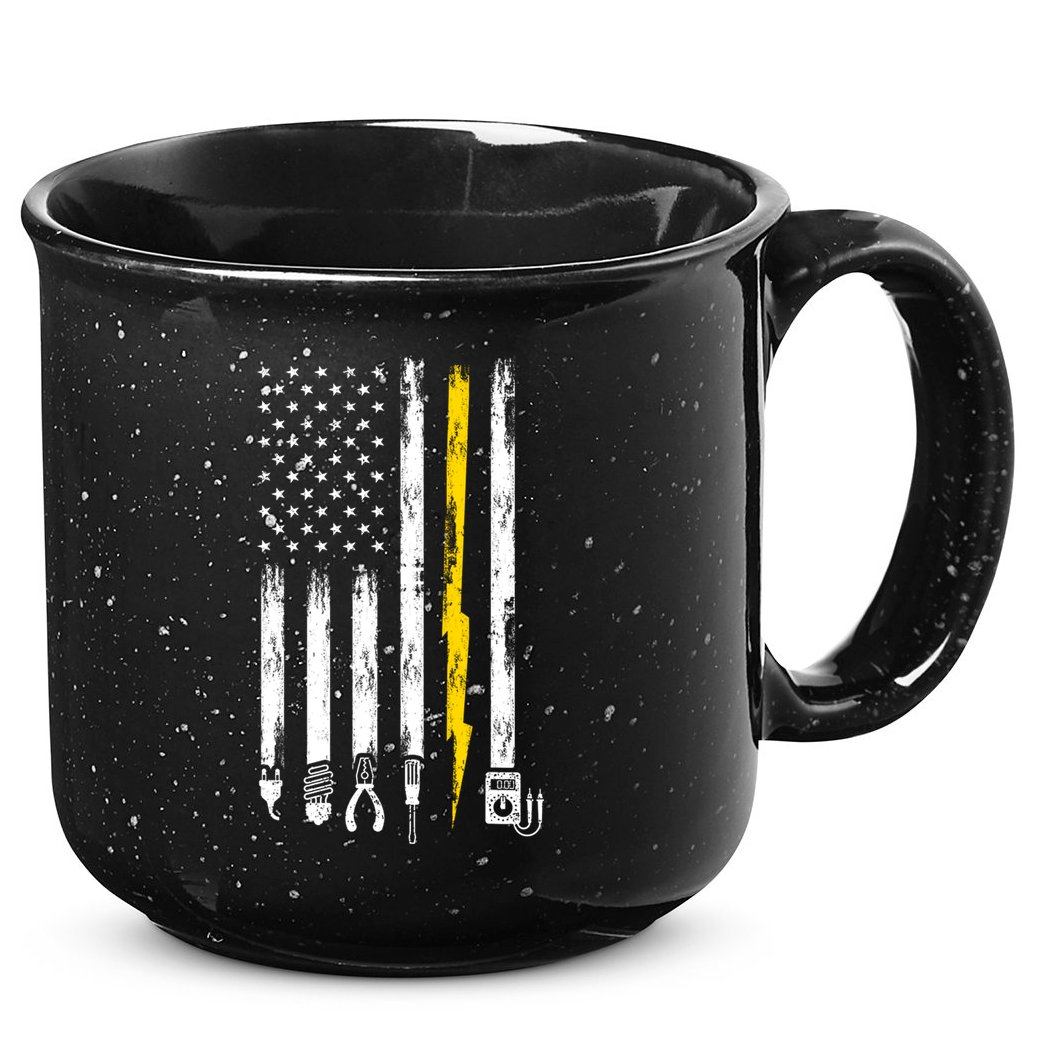 Electrician American Flag USA 15oz Campfire Ceramic Mug