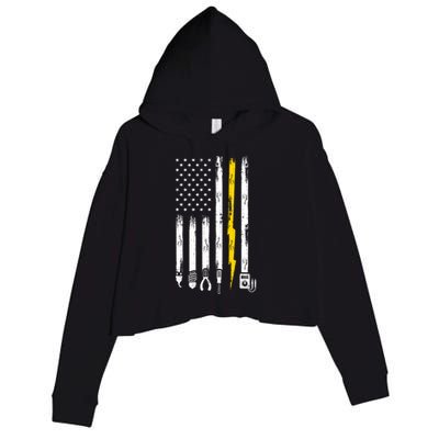 Electrician American Flag USA Crop Fleece Hoodie