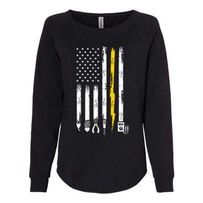 Electrician American Flag USA Womens California Wash Sweatshirt