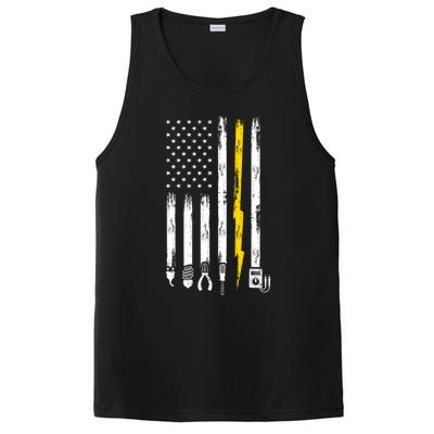 Electrician American Flag USA PosiCharge Competitor Tank