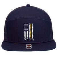 Electrician American Flag USA 7 Panel Mesh Trucker Snapback Hat