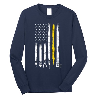 Electrician American Flag USA Long Sleeve Shirt