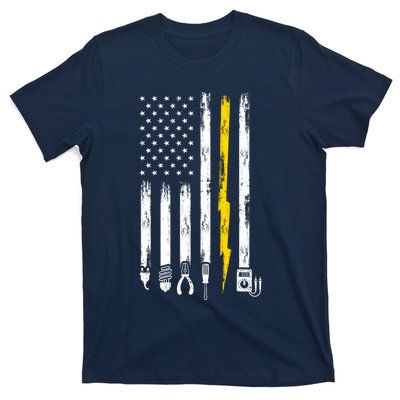 Electrician American Flag USA T-Shirt