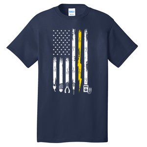 Electrician American Flag USA Tall T-Shirt