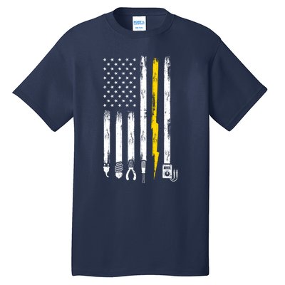 Electrician American Flag USA Tall T-Shirt