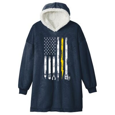 Electrician American Flag USA Hooded Wearable Blanket