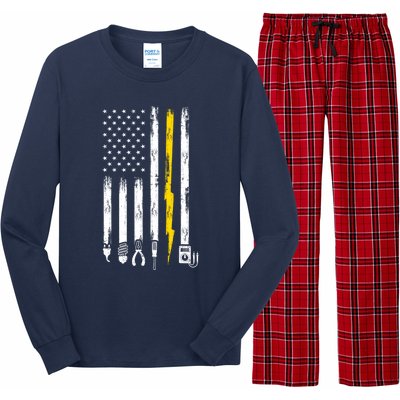 Electrician American Flag USA Long Sleeve Pajama Set