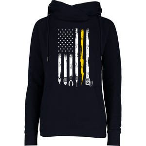 Electrician American Flag USA Womens Funnel Neck Pullover Hood