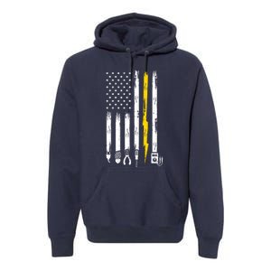 Electrician American Flag USA Premium Hoodie