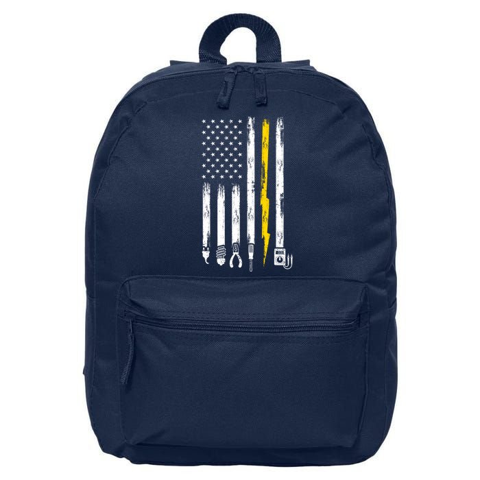 Electrician American Flag USA 16 in Basic Backpack