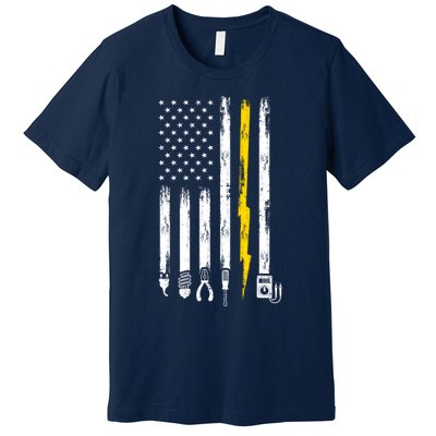 Electrician American Flag USA Premium T-Shirt