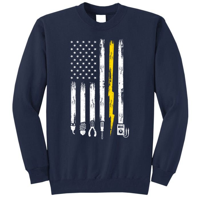 Electrician American Flag USA Tall Sweatshirt