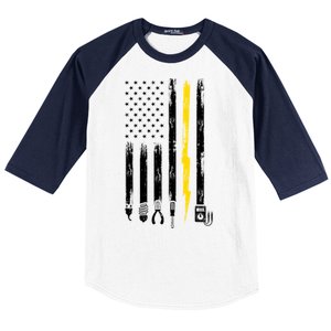 Electrician American Flag USA Baseball Sleeve Shirt