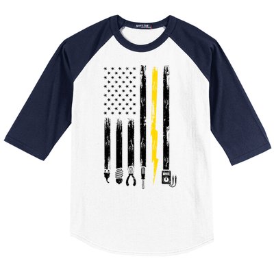 Electrician American Flag USA Baseball Sleeve Shirt