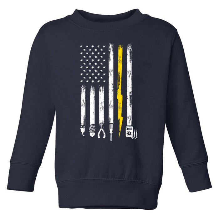 Electrician American Flag USA Toddler Sweatshirt