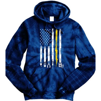 Electrician American Flag USA Tie Dye Hoodie