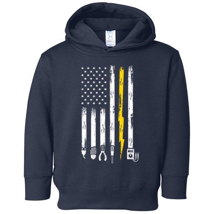 Electrician American Flag USA Toddler Hoodie