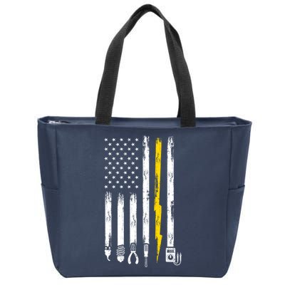 Electrician American Flag USA Zip Tote Bag