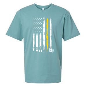 Electrician American Flag USA Sueded Cloud Jersey T-Shirt