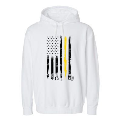 Electrician American Flag USA Garment-Dyed Fleece Hoodie