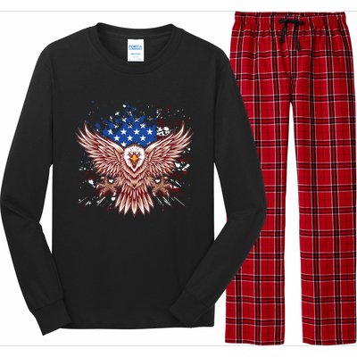 Eagle American Flag Eagle Patriotic Gift Long Sleeve Pajama Set