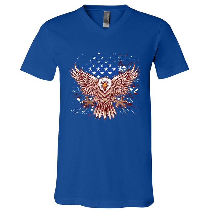 Eagle American Flag Eagle Patriotic Gift V-Neck T-Shirt