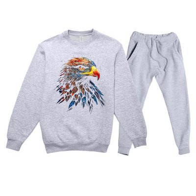 Eagle Art Fantasy Animal Colorful Graphic Bird Eagle Premium Crewneck Sweatsuit Set