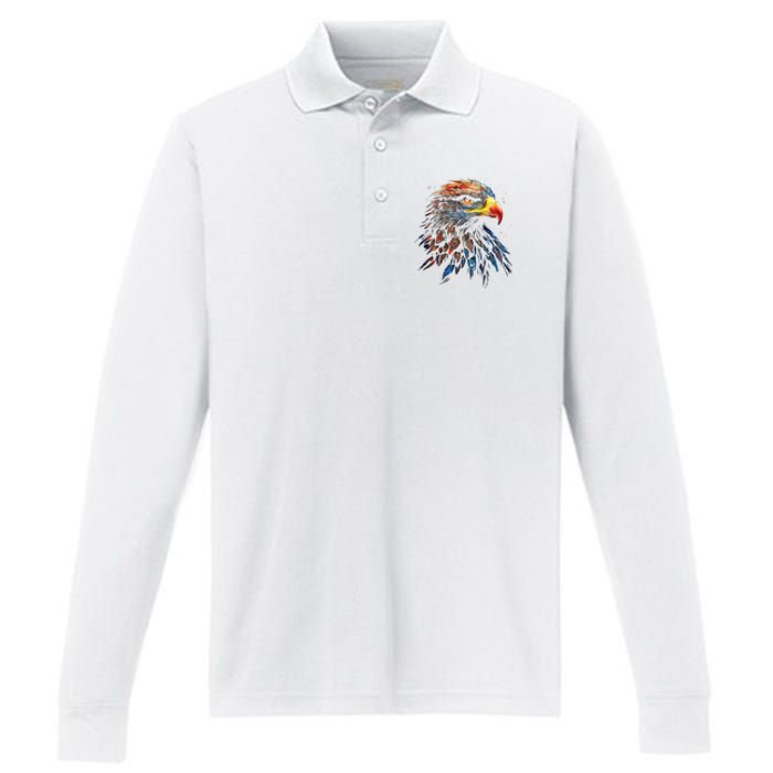 Eagle Art Fantasy Animal Colorful Graphic Bird Eagle Performance Long Sleeve Polo