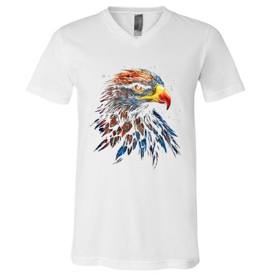 Eagle Art Fantasy Animal Colorful Graphic Bird Eagle V-Neck T-Shirt