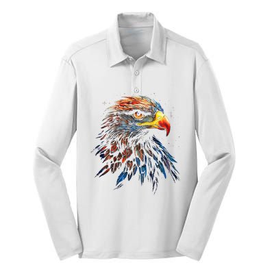 Eagle Art Fantasy Animal Colorful Graphic Bird Eagle Silk Touch Performance Long Sleeve Polo