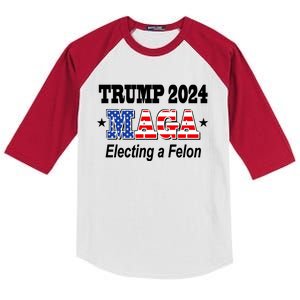 Electing A Felon Trump 2024 Kids Colorblock Raglan Jersey