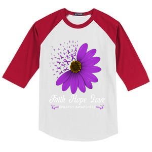 Epilepsy Awareness Faith Hope Love Purple Ribbon Pretty Tee Gift Kids Colorblock Raglan Jersey